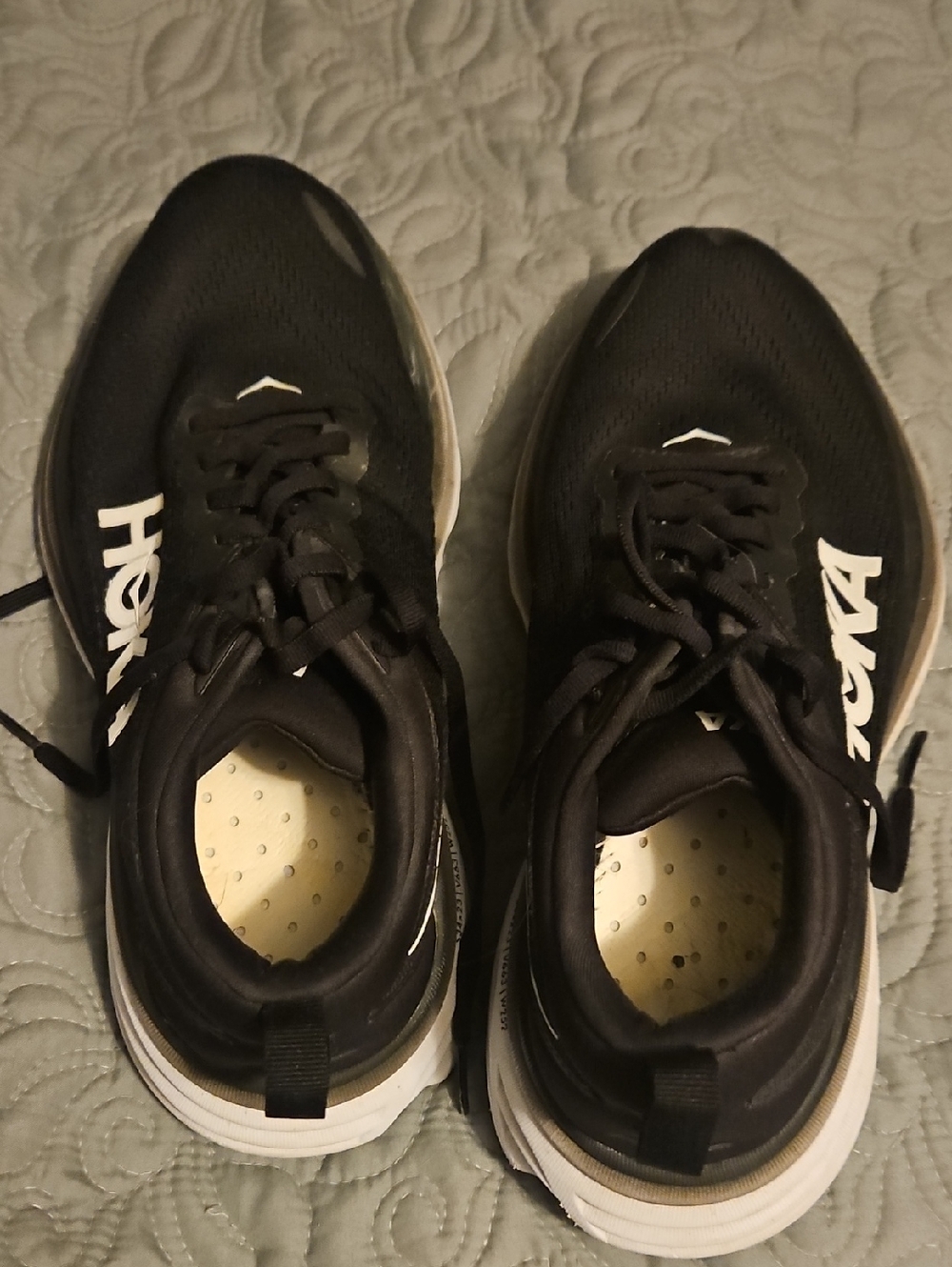 Hoka Black and White Athletic Running Shoes
